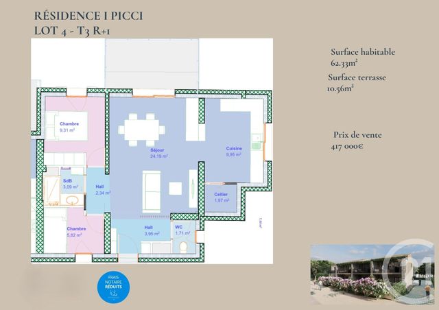 Appartement T3 à vendre - 3 pièces - 62.33 m2 - LUMIO - 202 - CORSE - Century 21 Dary Immobilier