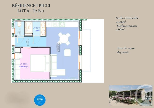 Appartement T2 à vendre - 2 pièces - 41.86 m2 - LUMIO - 202 - CORSE - Century 21 Dary Immobilier