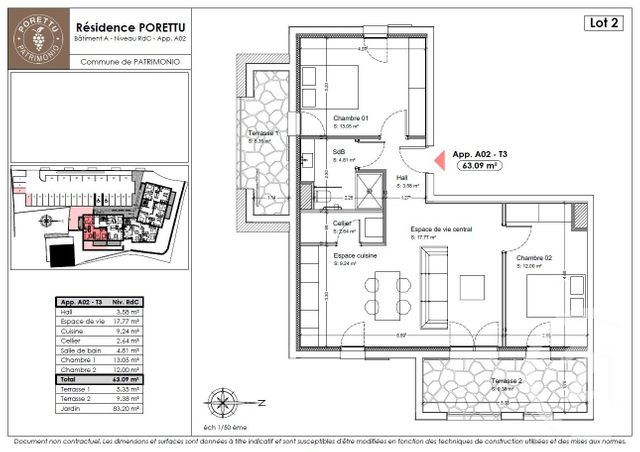 Appartement T3 à vendre - 3 pièces - 63.09 m2 - PATRIMONIO - 202 - CORSE - Century 21 Dary Immobilier