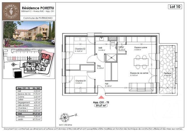 Appartement T3 à vendre - 3 pièces - 59.67 m2 - PATRIMONIO - 202 - CORSE - Century 21 Dary Immobilier