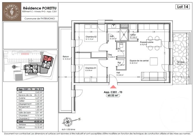 Appartement T3 à vendre - 3 pièces - 60.53 m2 - PATRIMONIO - 202 - CORSE - Century 21 Dary Immobilier