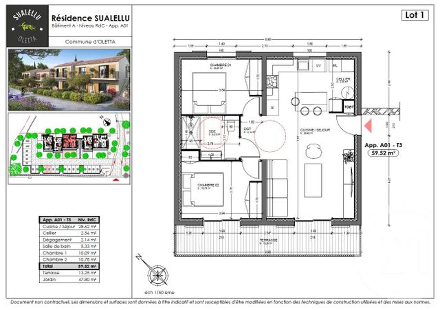 Appartement T3 à vendre - 3 pièces - 59.52 m2 - OLETTA - 202 - CORSE - Century 21 Dary Immobilier