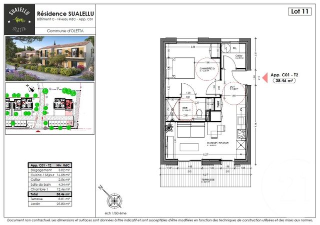 Appartement T2 à vendre - 2 pièces - 38.46 m2 - OLETTA - 202 - CORSE - Century 21 Dary Immobilier